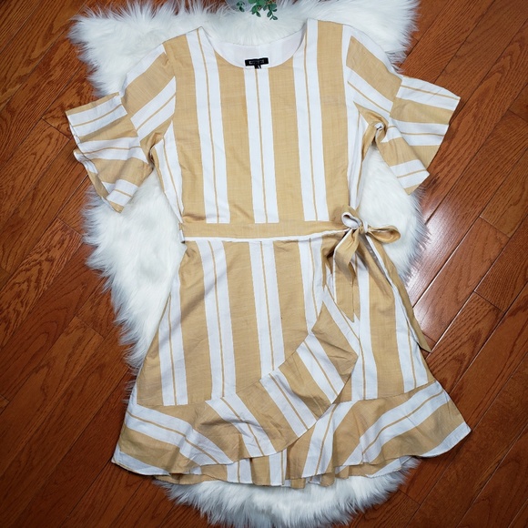 Express Dresses & Skirts - Express striped ruffle wrap mini dress NWOT